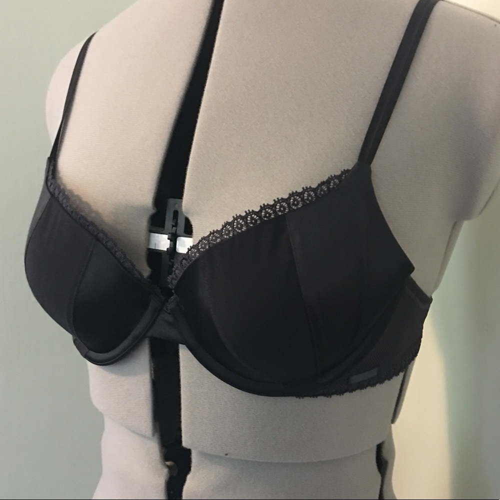 Calvin Klein black satin mesh push-up bra 36A